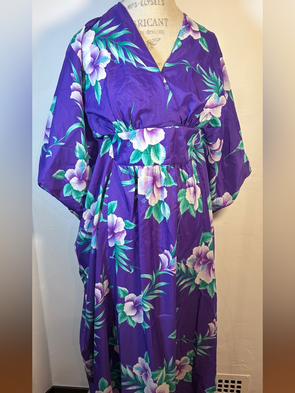 Floral Purple Maxi Dress with Tropical Print